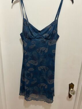 Cider Teal Paisley Satin Slip Dress